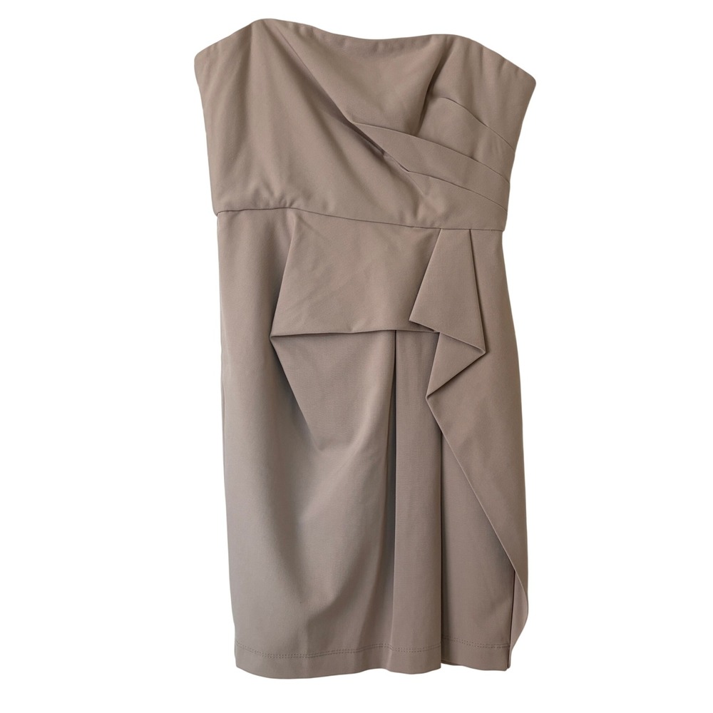 BCBGMAXAZRIA Grace Strapless Mini Dress Khaki Tan‎ Light Desert Women's 4